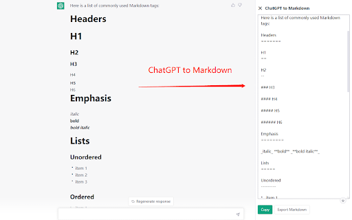 ChatGPT to Markdown screenshot