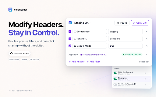 VibeHeader screenshot