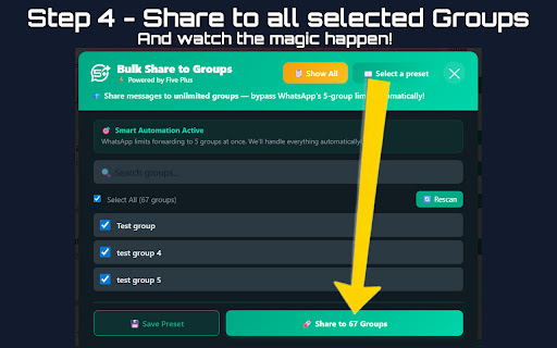 Forward to more than Five WhatsApp™ Groups | FivePlus for WhatsApp™ screenshot