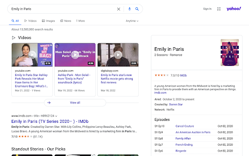 Yahoo Search screenshot