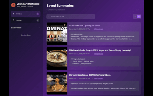 Y Summary screenshot