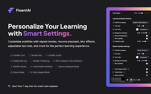 FluentAI: Dual Subtitles for Netflix & more screenshot