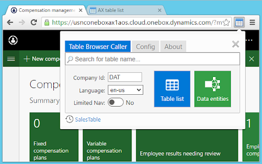 Table Browser Caller for D365FO screenshot