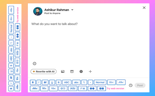 HappyInAI - LinkedIn Text Formatter for Post Editor screenshot