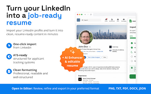 ExportMyResume — LinkedIn Profile to PDF screenshot