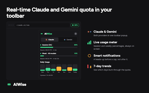 AIWise — Claude & Gemini Usage, Quota & Limit Tracker screenshot