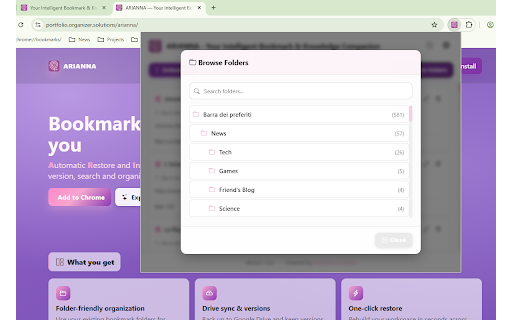 ARIANNA - Your Intelligent Bookmark Companion screenshot