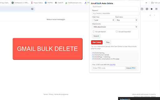 Bulk Delete Emails in Gmail screenshot