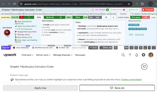 Upwork Time Saver - Job Scoring & AI Summary screenshot