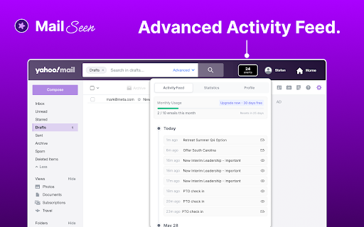 Mail Seen - Unlimited Email Tracker for Yahoo screenshot