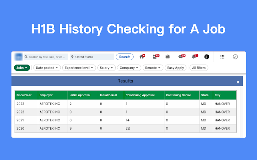 H1B Sponsor Checker, Job Search - LinkedRadar screenshot