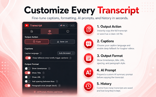 Copy YouTube Transcript screenshot