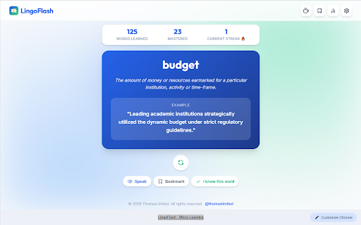 LingoFlash - Learn English Every New Tab screenshot