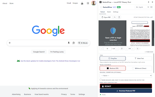 RedactFlow — Local PDF Privacy Tool screenshot