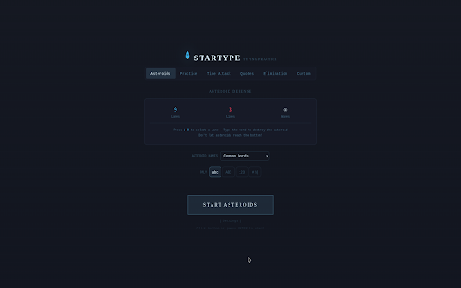 StarType Typing Practice — Typing Tutor & WPM Game screenshot