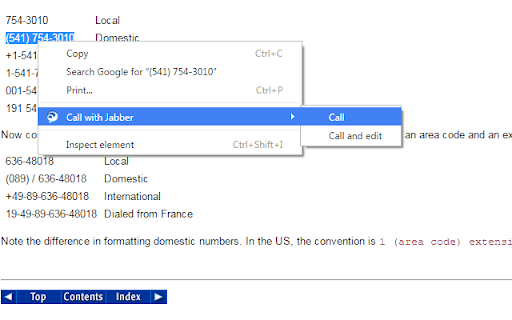 Call with Jabber screenshot