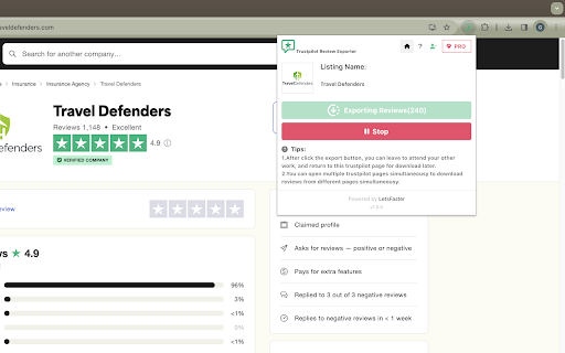 Trustpilot Review Exporter screenshot
