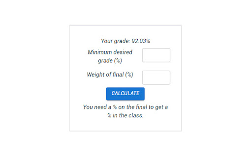 Canvas Final Grade Calculator screenshot