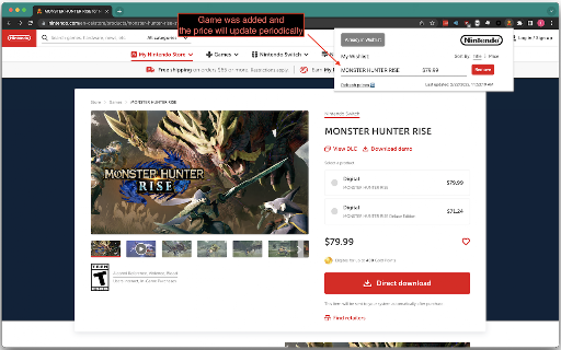 Nintendo Store Wishlist screenshot