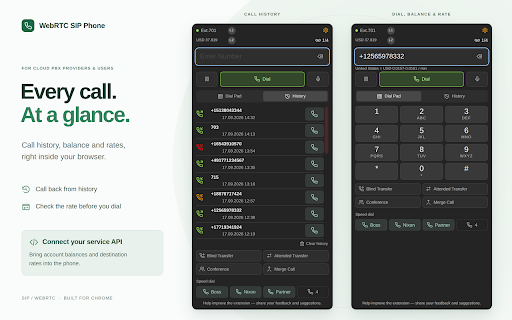 WebRTC SIP VoIP Phone — Click-to-call & Conference Calls screenshot