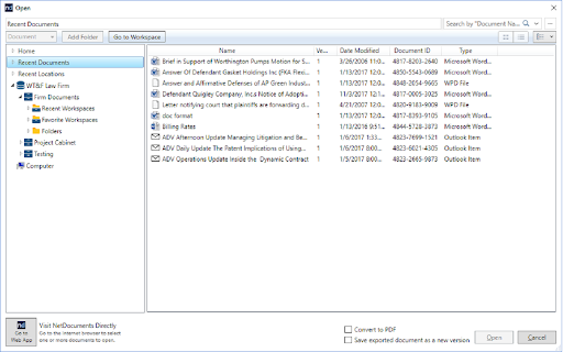 NetDocuments screenshot
