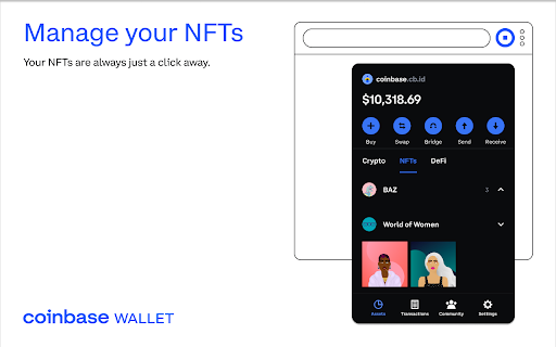 Coinbase Wallet extension screenshot