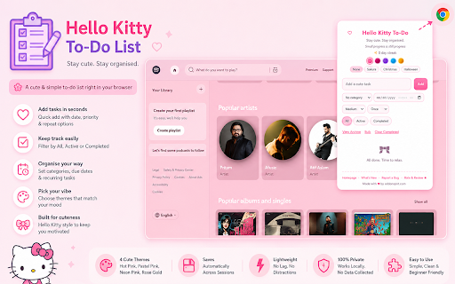 Hello Kitty To-Do List: Cute Task Planner with Pomodoro & Subtasks screenshot