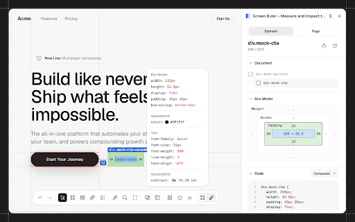 Screen Ruler - Measure and Inspect the Web screenshot