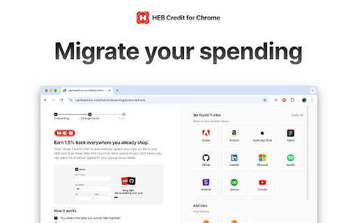 H-E-B Credit for Chrome screenshot