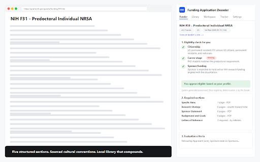 Funding Application Decoder screenshot