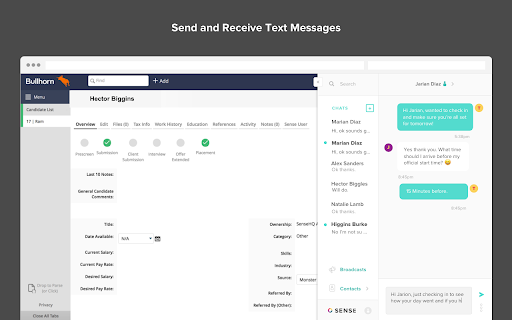 Sense Messaging for Chrome screenshot