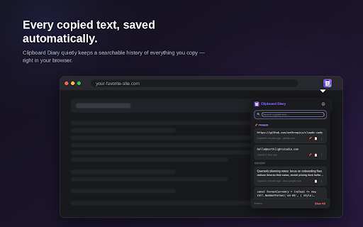 Clipboard Diary - Copy History Saved Automatically screenshot