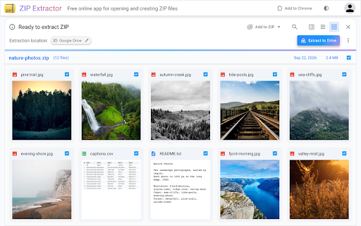 ZIP Extractor screenshot