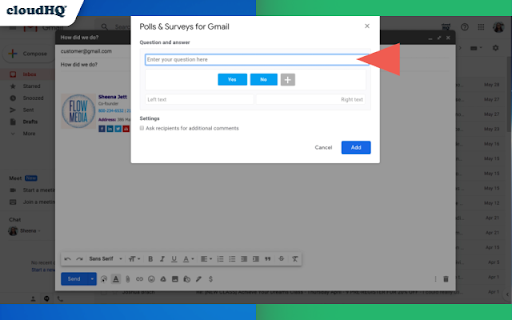 Gmail Free Online Polls & Surveys by cloudHQ screenshot