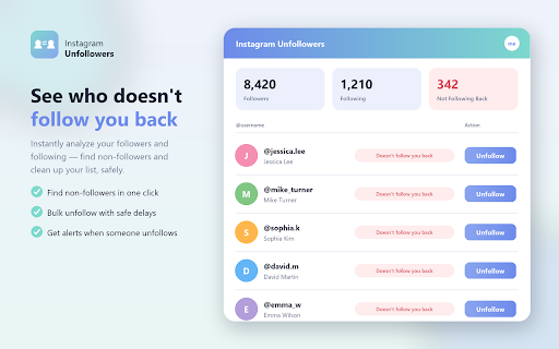 Instagram Unfollowers – Who Doesn’t Follow Me Back screenshot