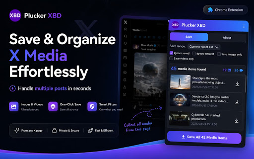 Plucker XBD - X(Twitter) Media One-click Downloader screenshot