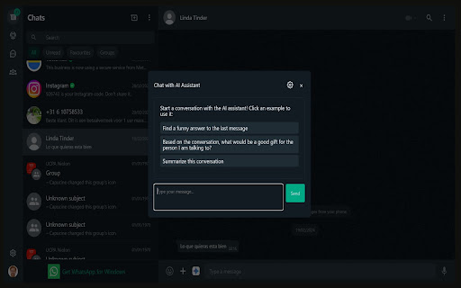 WhatsAsk AI Assistant screenshot