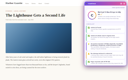 CrawlCheck screenshot