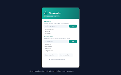 SiteWarden — Smart Website Blocker screenshot