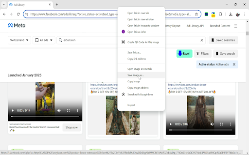 Download Facebook Ad Library data screenshot