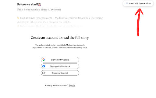 OpenArticle - Bypass Medium Paywalls screenshot