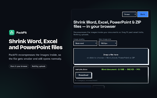 Compress Word, Excel & PowerPoint | PackFit screenshot
