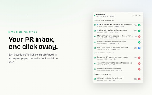 PRs Inbox for GitHub screenshot