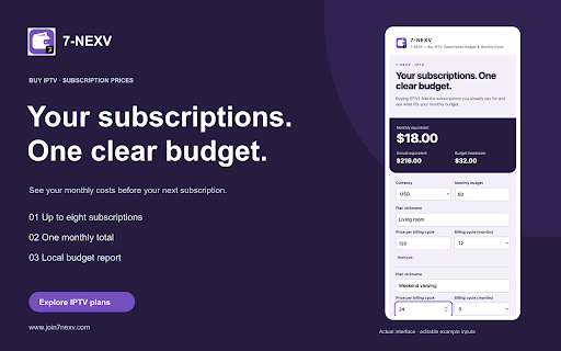 7-NEXV — Buy IPTV: Subscription Budget & Monthly Costs screenshot