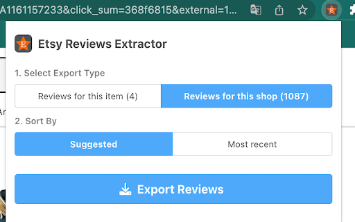 Etsy™ Reviews Extractor screenshot