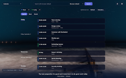 MorrowTab: Links & Calendar screenshot