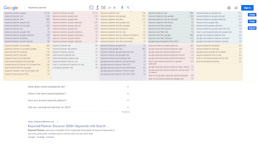 Keyword Planner screenshot