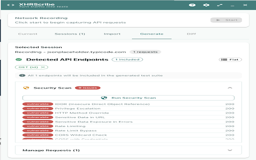 XHRScribe - AI API Test Generator screenshot