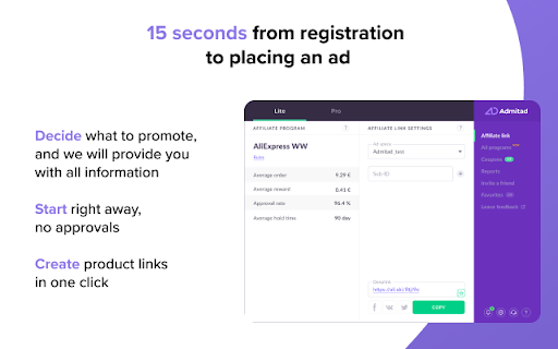 Admitad Extension screenshot