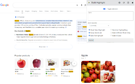 Multi Highlight and Search on Webpage screenshot